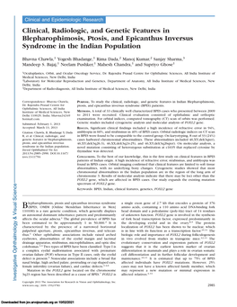 Clinical, Radiologic, and Genetic Features in Blepharophimosis, Ptosis, and Epicanthus Inversus Syndrome in the Indian Population