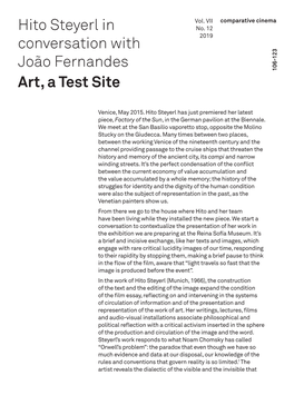 Art, a Test Site Hito Steyerl in Conversation with João Fernandes