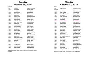Tuesday October 28, 2014 Monday October 27, 2014
