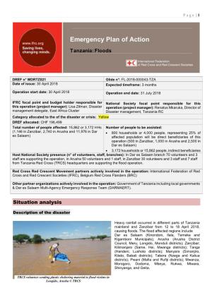 Emergency Plan of Action Tanzania: Floods