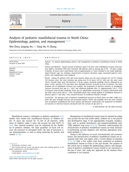 Analysis of Pediatric Maxillofacial Trauma in North China: ✩ ,✩✩ Epidemiology, Pattern, and Management