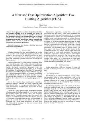 Fox Hunting Algorithm (FHA)