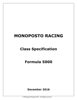 Formula 5000 Class Specification