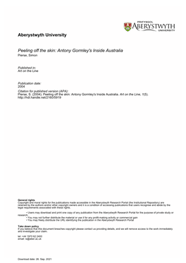 Simon Pierse- Peeling Off the Skin -Antony Gormley's Inside Australia