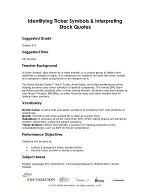 Identifying Ticker Symbols and Interpreting Stock Quotes