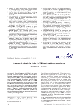 Asymmetric Dimethylarginine (ADMA) and Cardiovascular Disease