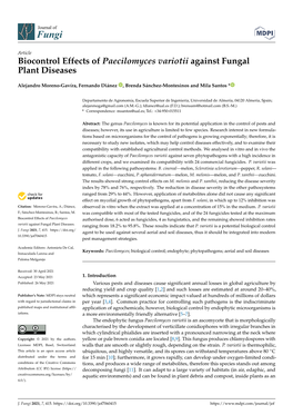 Biocontrol Effects of Paecilomyces Variotii Against Fungal Plant Diseases