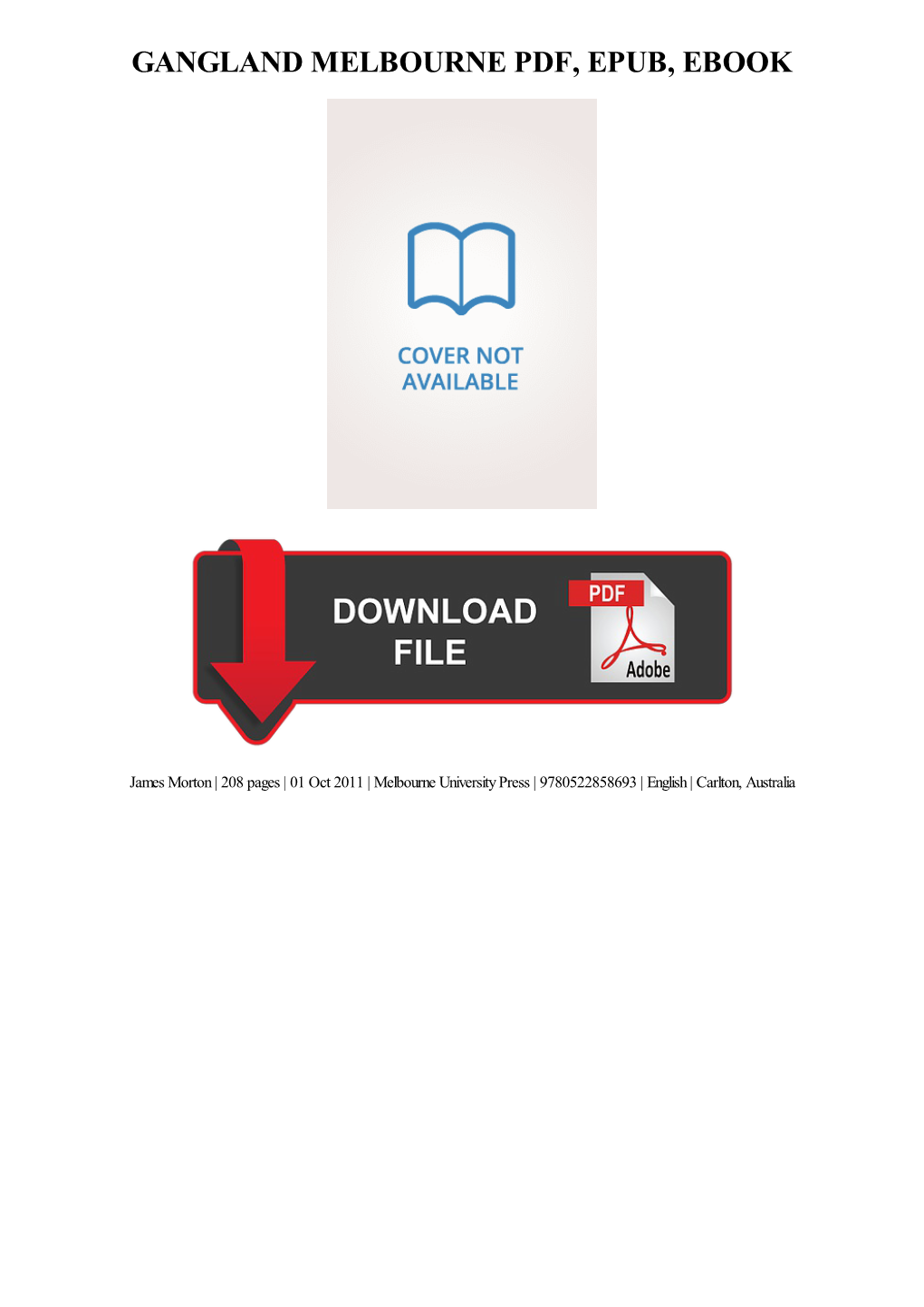 PDF Download Gangland Melbourne Ebook, Epub