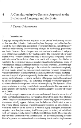 4 a Complex-Adaptive-Systems Approach to the Evolution of Language and the Brain