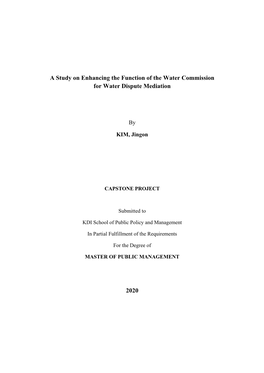 A Study on Enhancing the Function of the Water Commission for Water Dispute Mediation