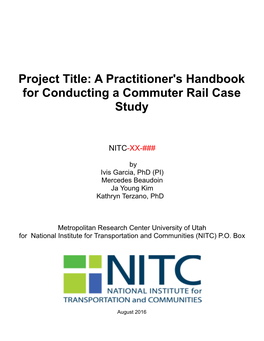 A Practitioner's Handbook for Conducting a Commuter Rail Case Study