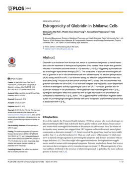 Estrogenicity of Glabridin in Ishikawa Cells