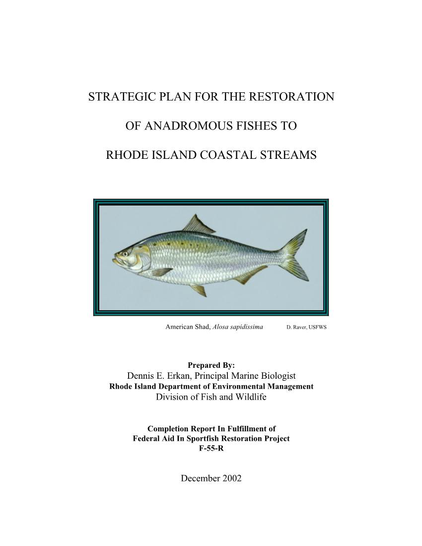 Strategic Plan for the Restoration of Anadromous Fishes to Rhode