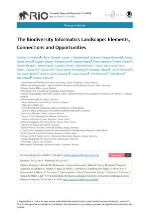 The Biodiversity Informatics Landscape: Elements, Connections and Opportunities