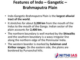 Features of Indo – Gangetic – Brahmaputra Plain