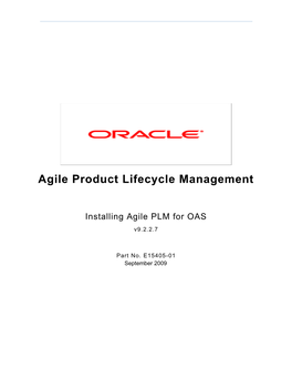 Installing Agile PLM for OAS V9.2.2.7