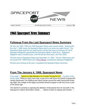 1968 Spaceport News Summary
