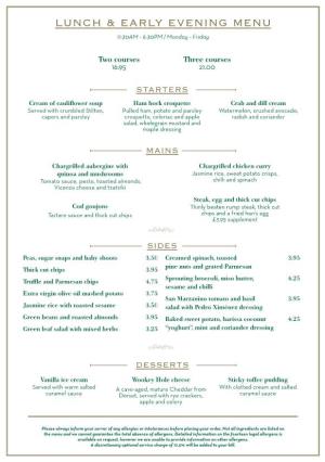 Lunch & Early Evening Menu
