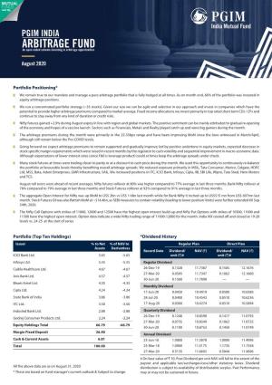 PGIM INDIA ARBITRAGE FUND an Open Ended Scheme Investing in Arbitrage Opportunities