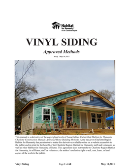 VINYL SIDING Approved Methods As of May 10,2021