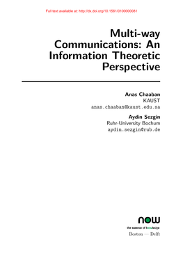 Multi-Way Communications: an Information Theoretic Perspective