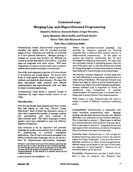 Commonloops Merging Lisp and Object-Oriented Programming Daniel G