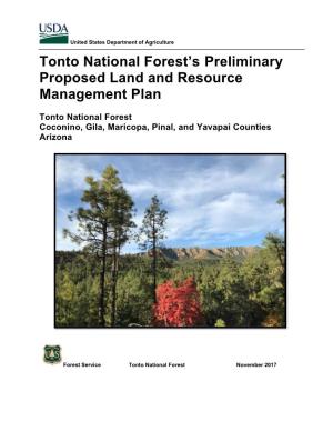 Preliminary Proposed Plan Tonto National Forest