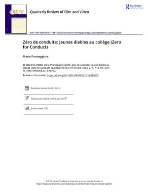 Zéro De Conduite: Jeunes Diables Au Collège (Zero for Conduct)