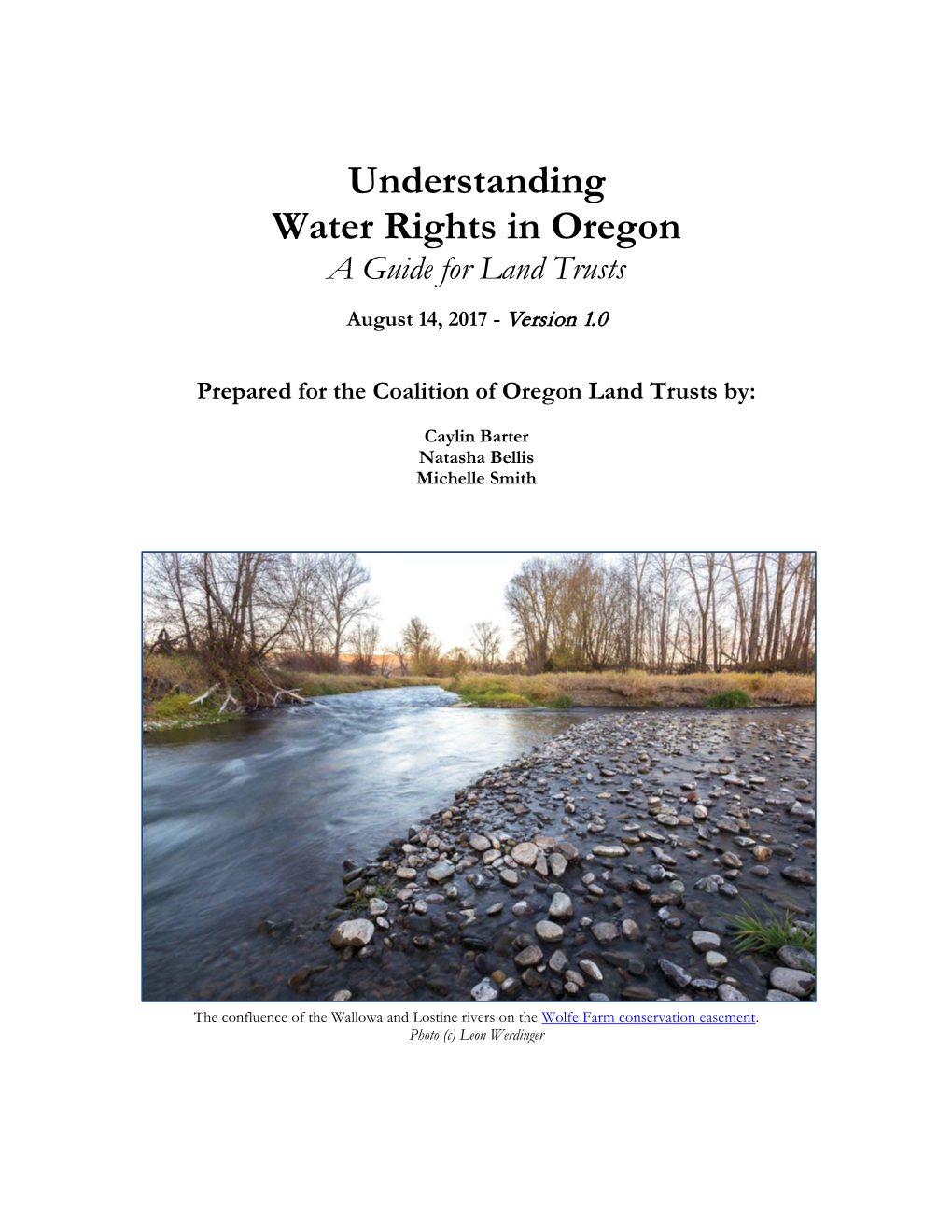 Understanding Water Rights in Oregon a Guide for Land Trusts - DocsLib