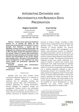 Integrating Dataverse and Archivematica for Research Data Preservation