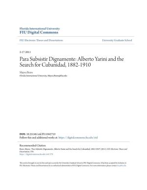 Alberto Yarini and the Search for Cubanidad, 1882-1910 Mayra Beers Florida International University, Mayra.Beers@Fiu.Edu