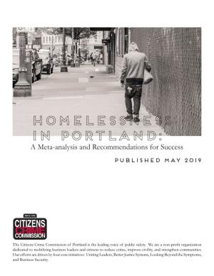 HOMELESSNESS in PORTLAND: a Meta-Analysis and Recommendations for Success