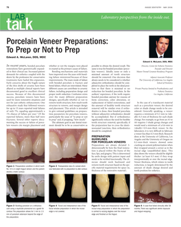 Porcelain Veneer Preparations: to Prep Or Not to Prep Edward A