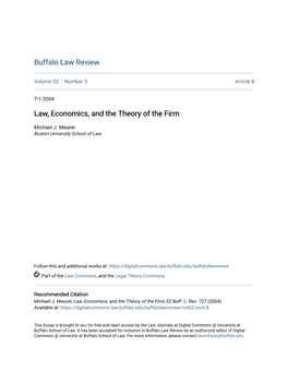 Law, Economics, and the Theory of the Firm