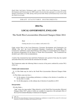 The North West Leicestershire (Electoral Changes) Order 2014