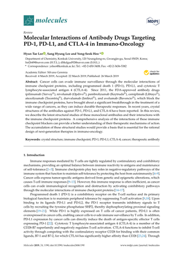 Molecular Interactions of Antibody Drugs Targeting PD-1, PD-L1, and CTLA-4 in Immuno-Oncology
