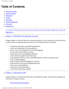 Successful Lisp - Contents