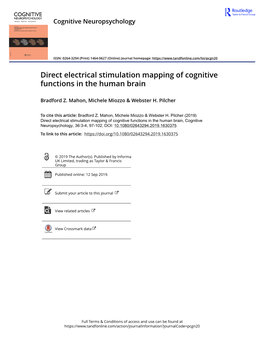 Direct Electrical Stimulation Mapping of Cognitive Functions in the Human Brain