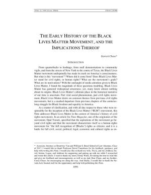 The Early History of the Black Lives Matter Movement, and the Implications Thereof