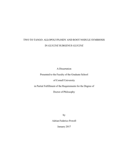 Allopolyploidy and Root Nodule Symbiosis in Glycine