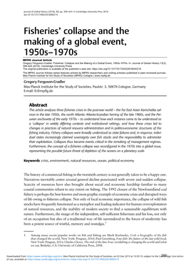 Fisheries' Collapse and the Making of a Global Event, 1950S–1970S