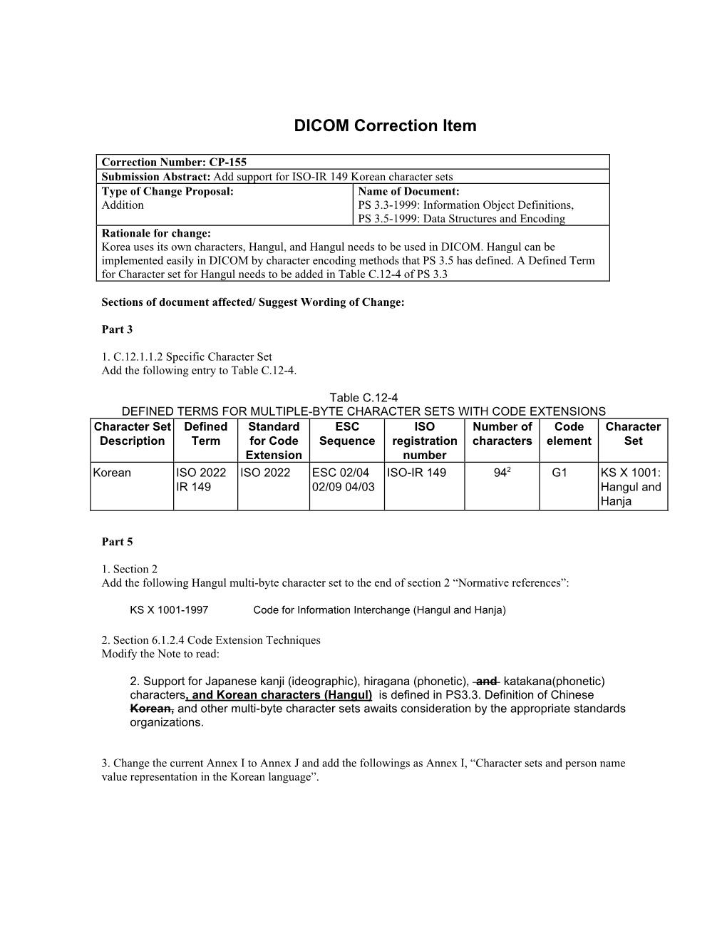 DICOM Correction Item