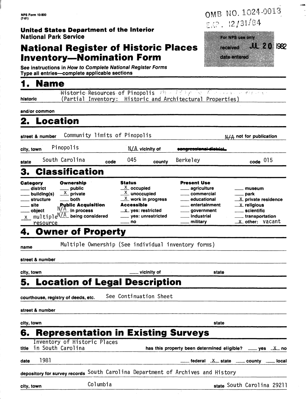 National Register of Historic Places Inventory Nomination Form 1