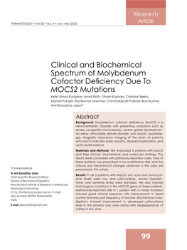 Clinical and Biochemical Spectrum of Molybdenum Cofactor Deficiency