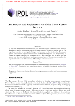 An Analysis and Implementation of the Harris Corner Detector