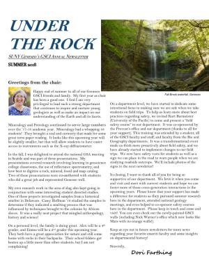 UNDER the ROCK SUNY Geneseo’S GSCI Annual Newsletter SUMMER 2018