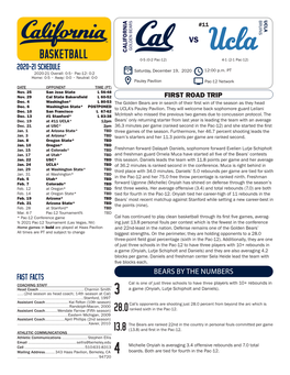 2020-21 Schedule Fast Facts Bears by the Numbers