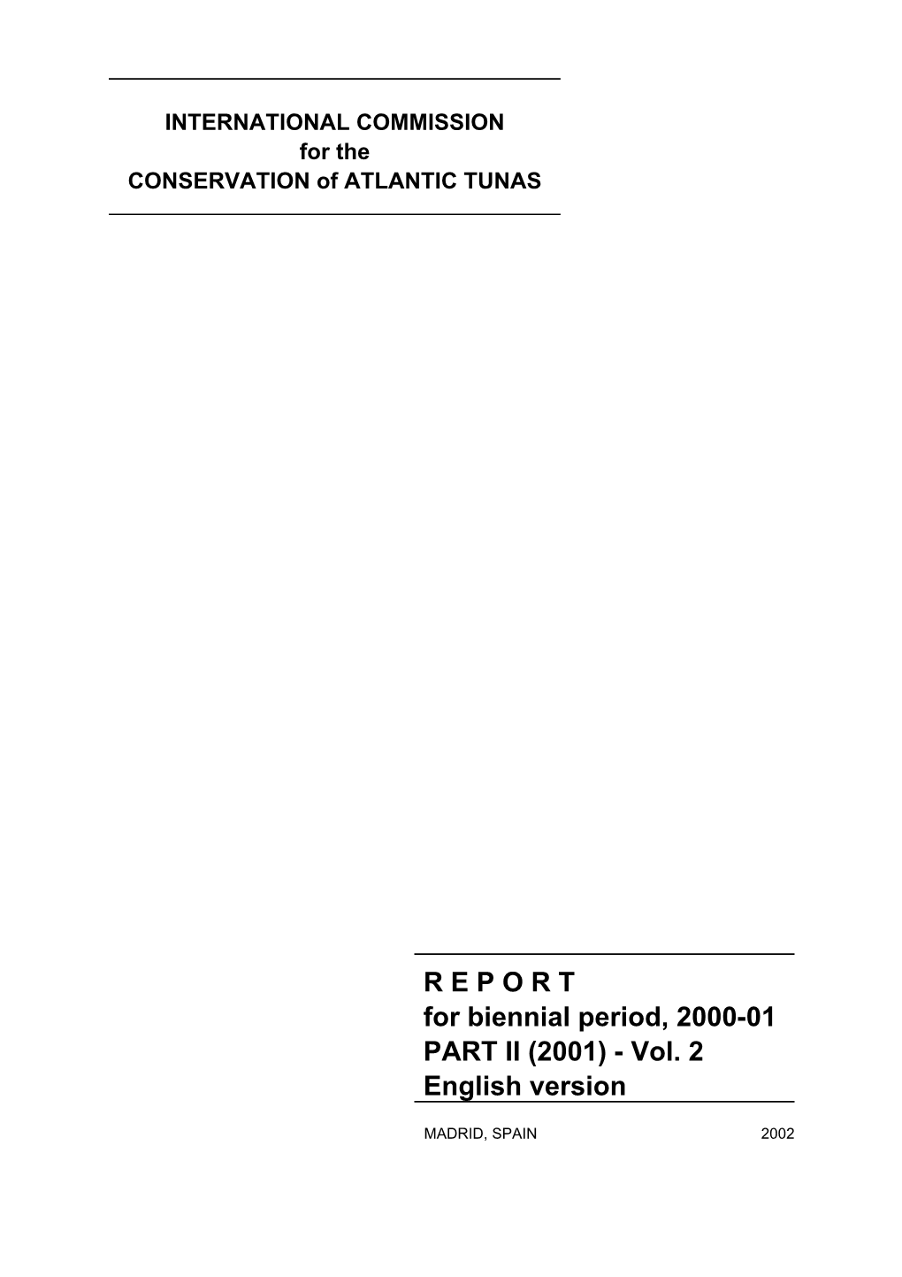 REPORT for Biennial Period, 2000-01 PART II (2001)