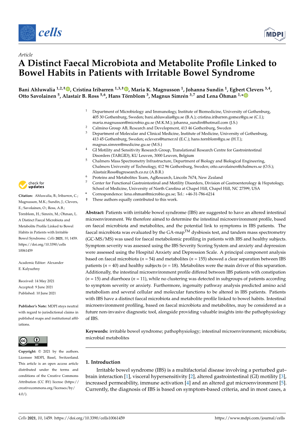 A Distinct Faecal Microbiota and Metabolite Profile Linked to Bowel Habits in Patients with Irritable Bowel Syndrome