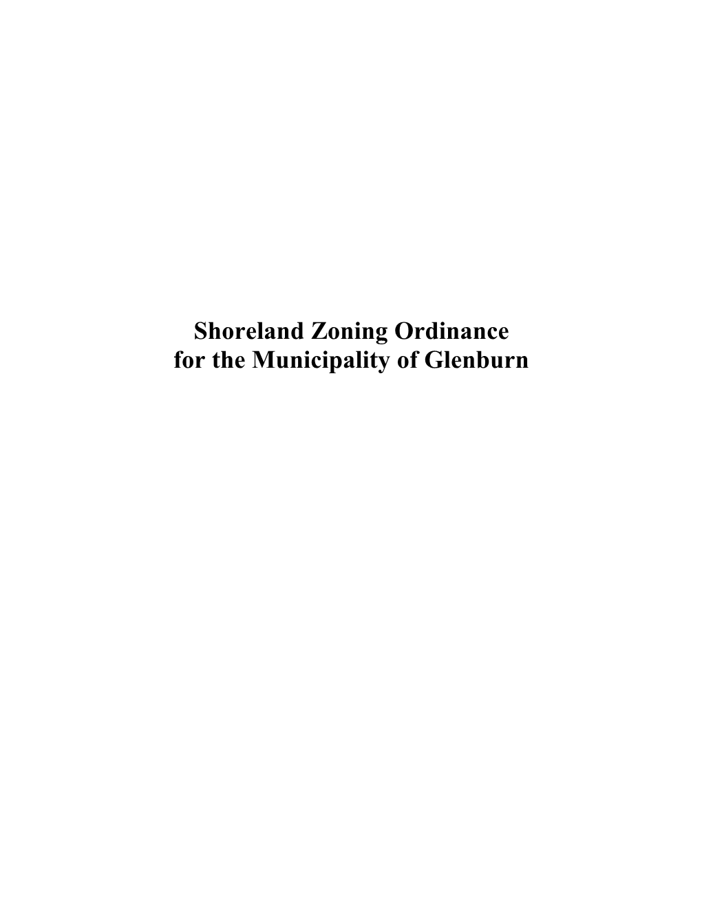 Shoreland Zoning Ordinance for the Municipality of Glenburn